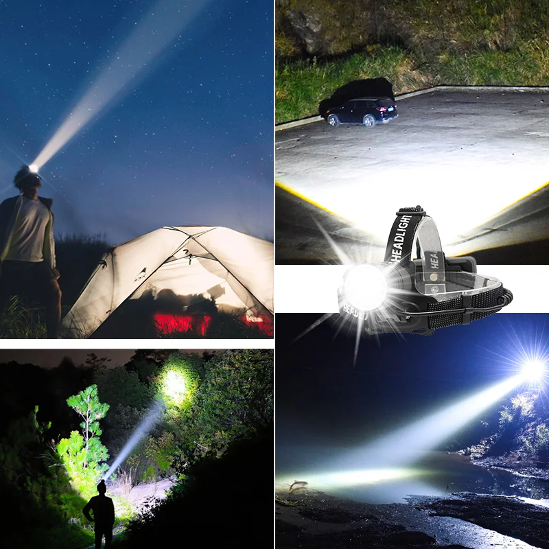 80000000LM XHP199 Super Bright Headlight 7800MAH XHP70.2 USB Rechargeable LED Headlamp Hunting Cycling Waterproof 18650 Lanterna