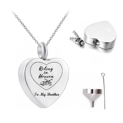 Cremation Urn Jewelry Necklace Pendant Motorcycle Keepsake Memorial Urn Necklace-Filling kit with funnel