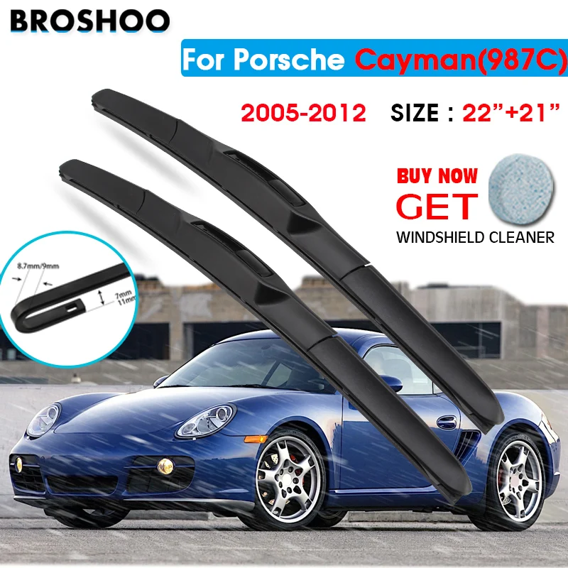 

Car Wiper Blade For Porsche Cayman(987C) 22"+21" 2005-2012 Windscreen Windshield Wipers Blades Window Wash Fit U Hook Arms