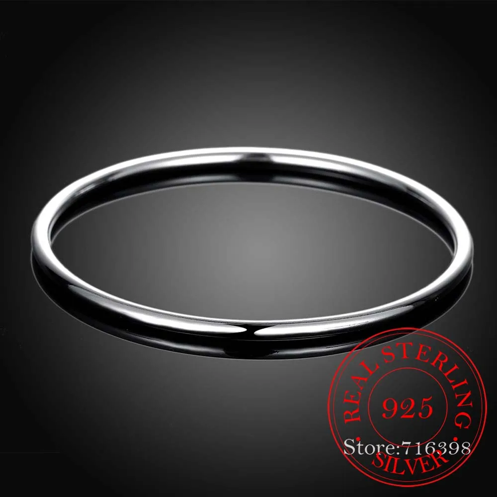 925 Sterling Solid Silver Bracelet Fashion Personality Simple Smooth Bangles For Women Wedding Engagement Jewelry