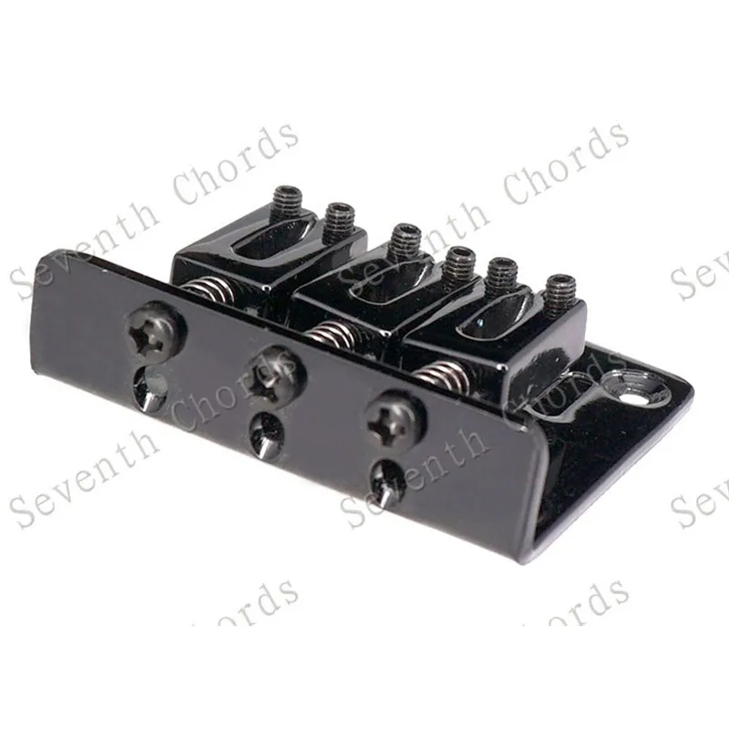 Gitarrenbrücke mit drei Saiten, verchromt, schwarz, silberfarben, zur Auswahl, Länge 50 mm, Gitarrenzubehörteile – Detail 5