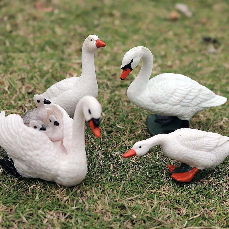 Oenux Simulation Cute Poultry Farm Animals Model Duck Goose Hen Chicken Cow Pig Miniature Action Figures Toy Xmas Gift For Kids