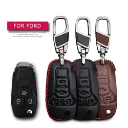 Leather Car Key Case Cover For Ford ka Focus Fiesta Fusion F150 F-150 Mustang Explorer Protection Key Shell Skin Bag Only case