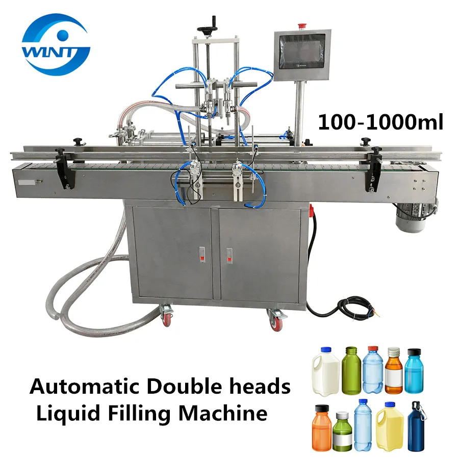 Automatic Pneumatic Piston Liquid Filling Machine With 2 Heads For Shampoo Oil Juice Beverage Condiment Yogurt Lotion Filler