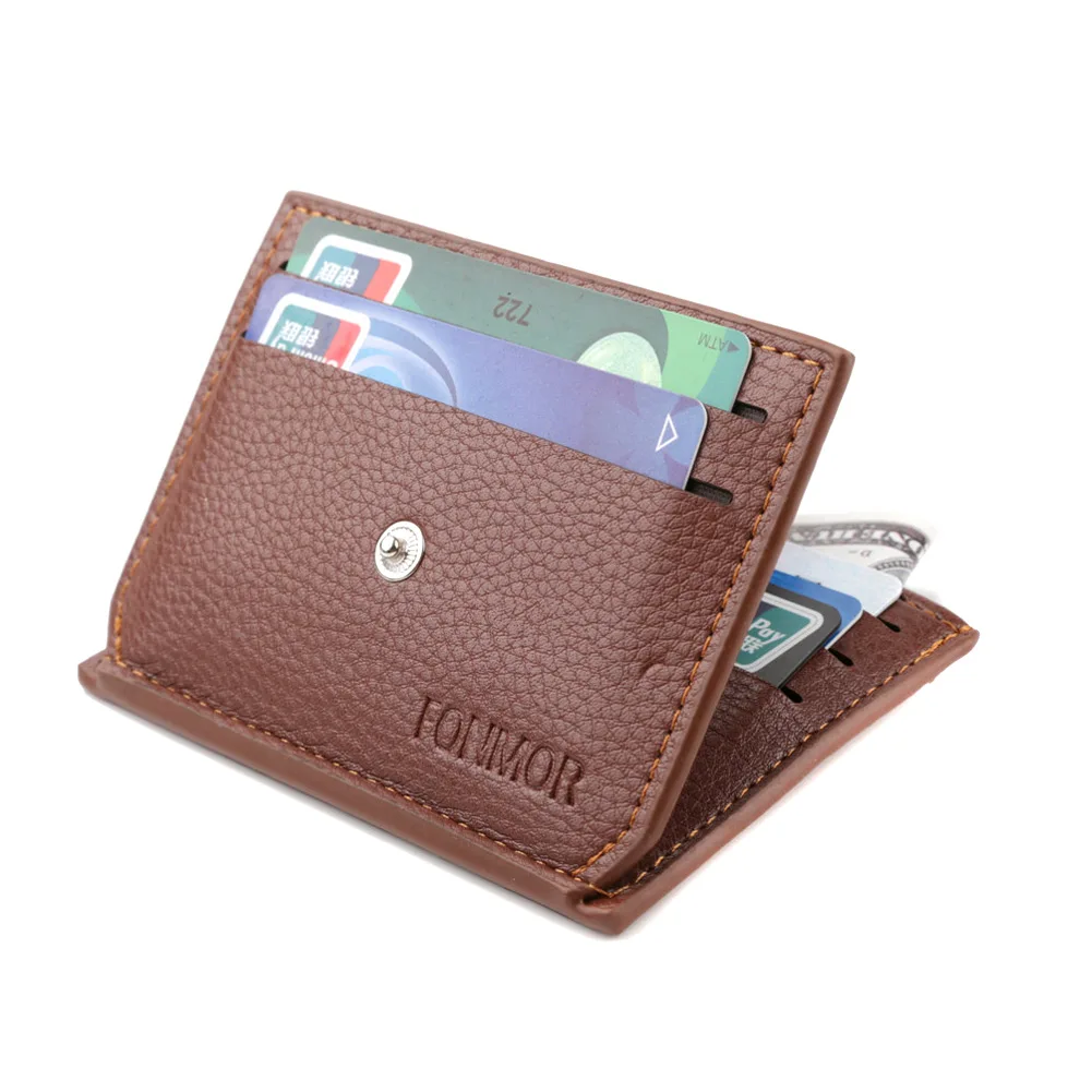 Droppshiping-Mini bolso de cuero sintético para hombre, Cartera de cuero sintético, tarjetero de identificación, d88