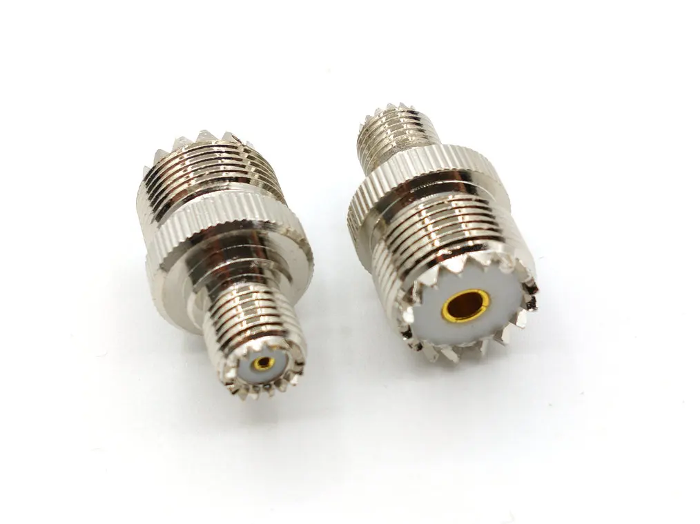 2PCS brass SO239 to Mini UHF female jack RF Straight connector and Coaxial adapter 50ohm