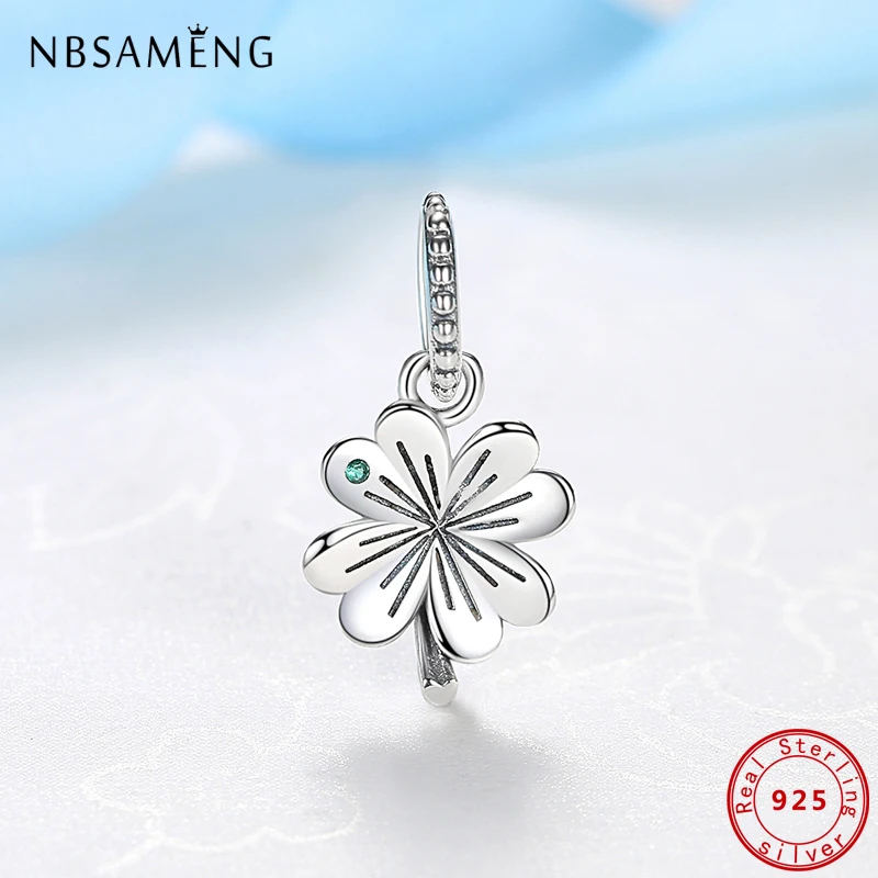 Original 100% 925 Sterling Silver Beads Charms Lucky Four Leaf Clover Pendant Charm Fit Pandora Bracelet Necklace Women Jewelry