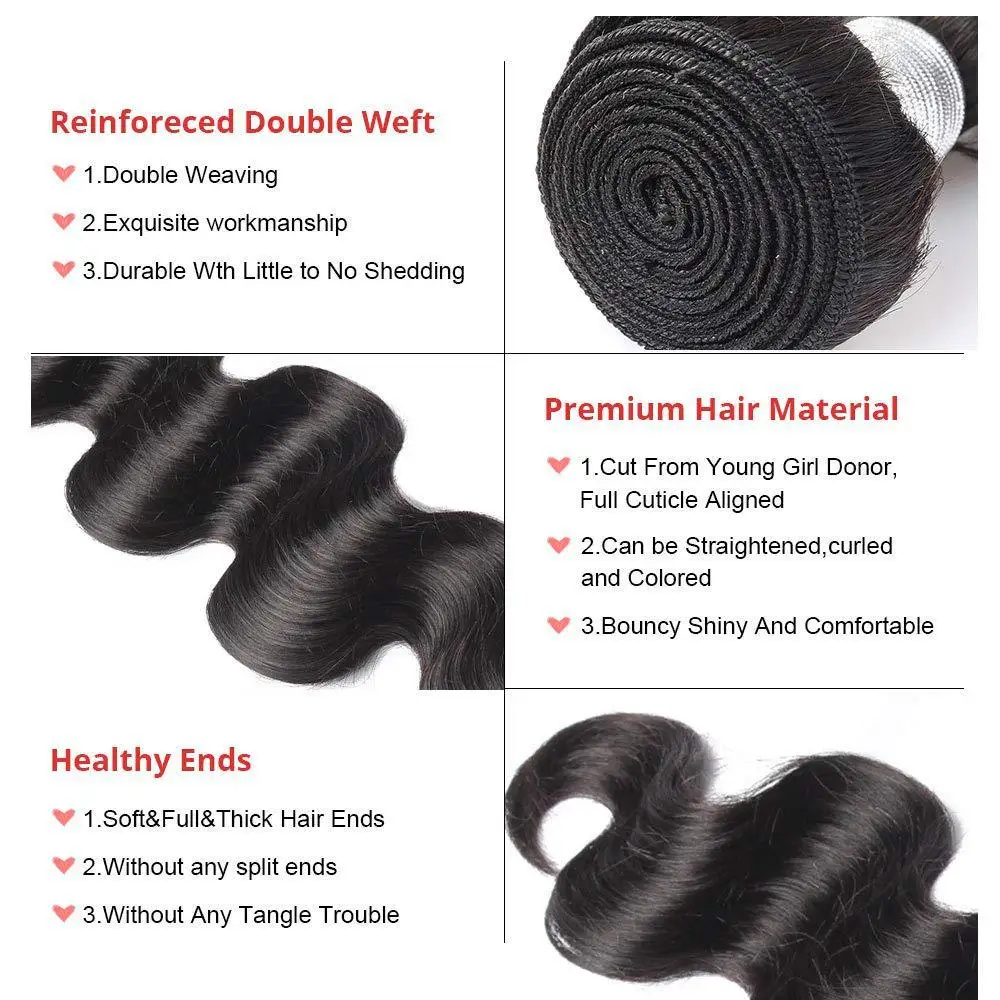 Addbeauty Raw Virgin Hair Body Wave Unproccessed One Donor Hair Brazilian Human Virgin Hair Bundle Double Drawn Natural Color