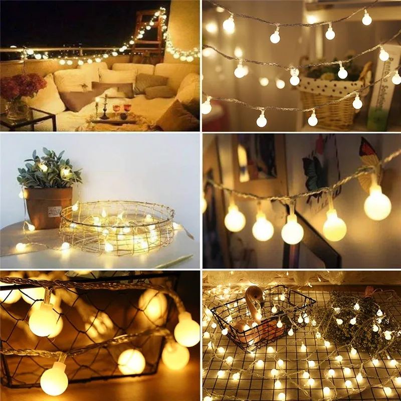 10/20/30/50m Christmas Garland Outdoor LED Ball String Lights   Fairy Ball Lamp Wedding Party Home Decoration Holiday Lighting