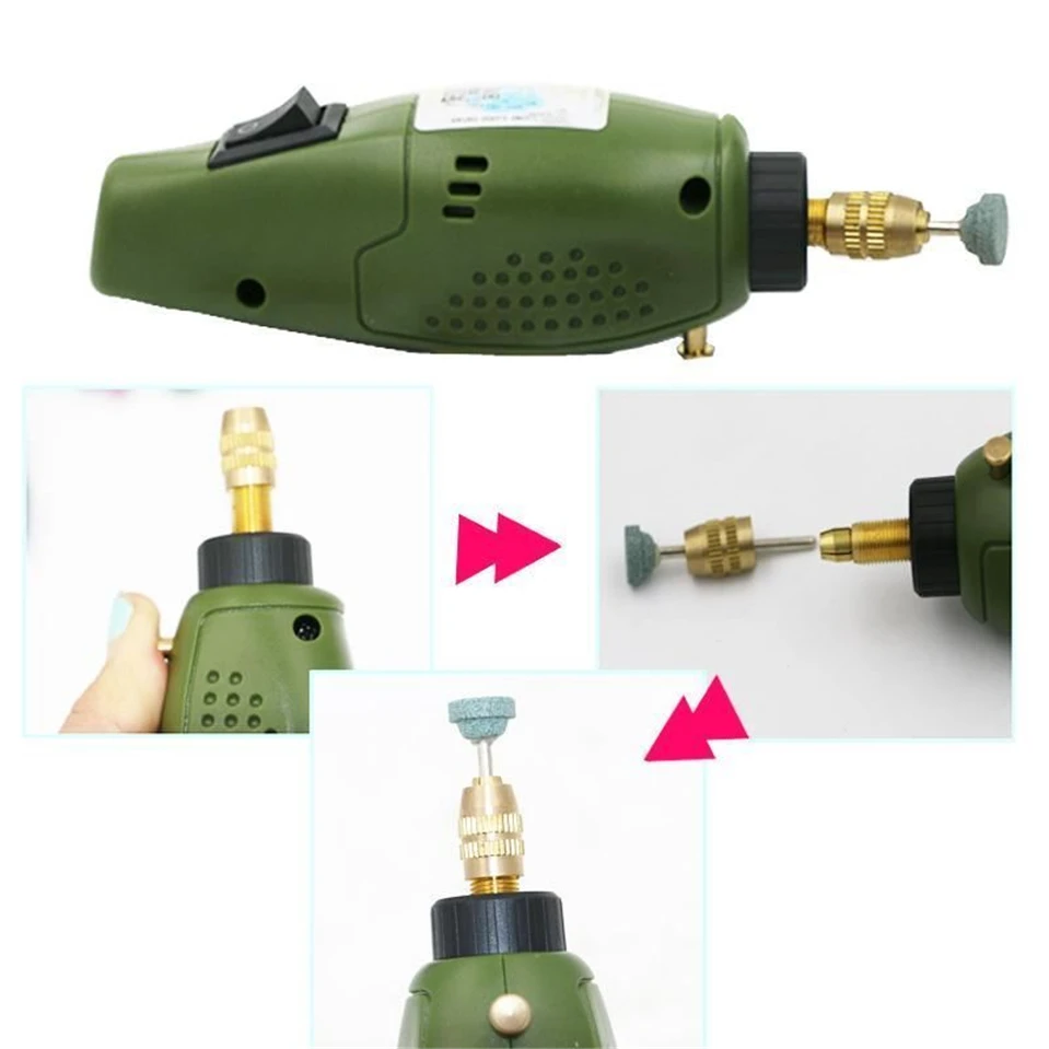 Super Mini Set di smerigliatura elettrica 12v Dc trapano smerigliatrice per fresatura lucidatura perforazione taglio incisione