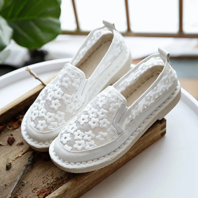 Careaymade-Daisy art sandals flat shoes comfortable low top women's shoes simple forest leisure shoes small white shoes