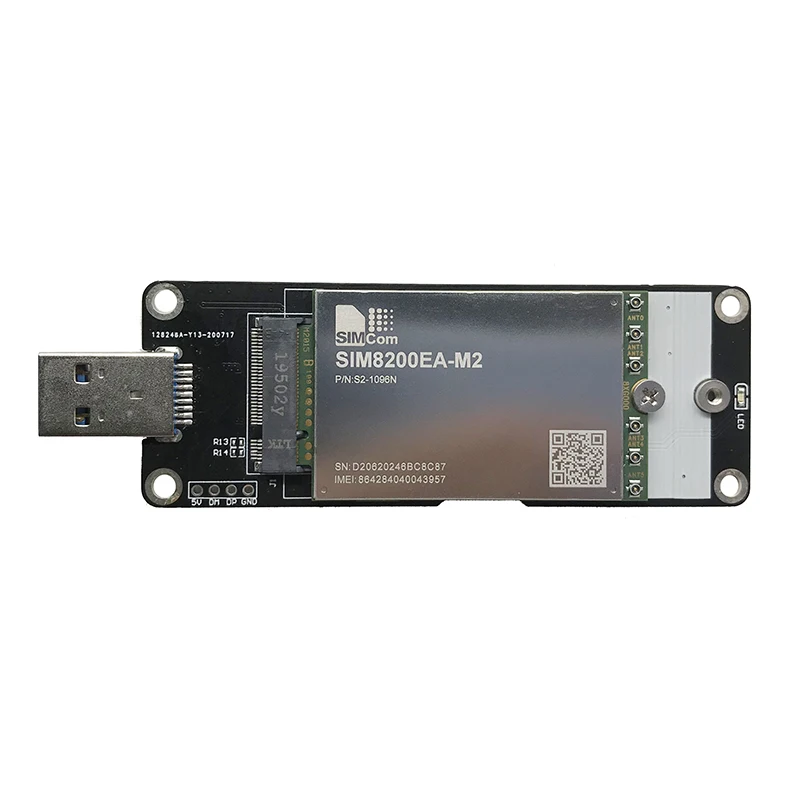 SIMCOM SIM8200EA‐M2 5G module with USB adapter NGFF to MINI PCIe Nano SIM card NR/LTE‐FDD/LTE‐TDD/HSPA+ M.2 R15 NSA/SA Sub‐6G