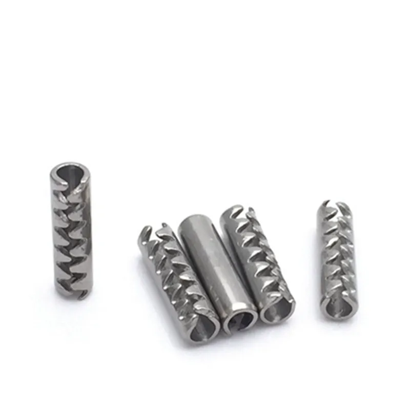 100 buah 304 Stainless Steel M1.0 / M1.2 / M1.4 / M1.5 / M1.6 pin silinder elastis bergigi JISB 2808 pin bulat berlubang Musim Semi