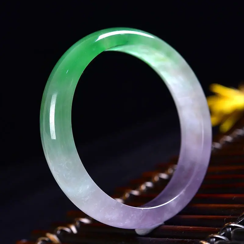 

Fine Natural Myanmar Emerald Bangle Exquisite Three-color Jade Bracelet Hand Decoration Jewelry Gift Accessories Handicraft