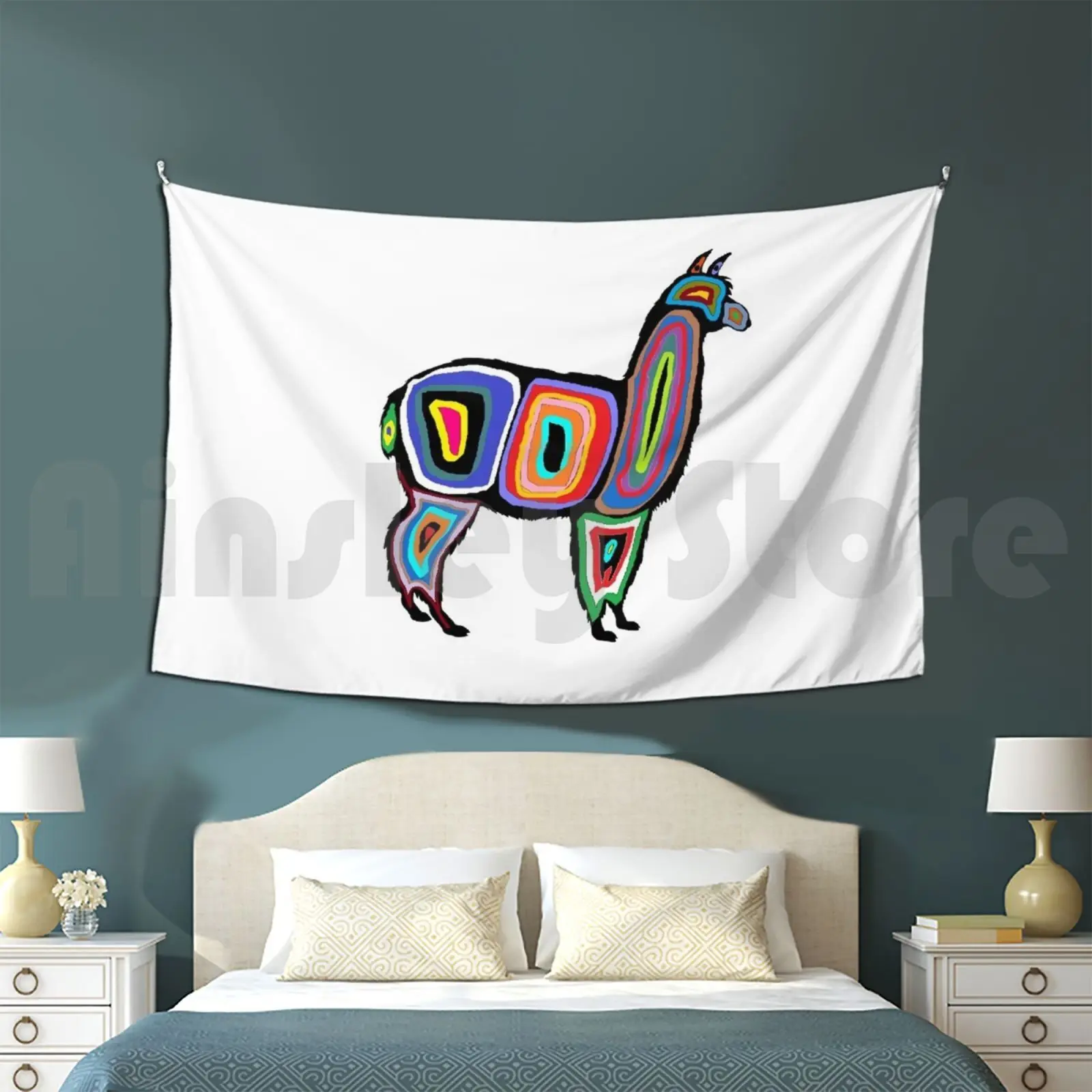 The Mountain Air Tapestry Living Room Bedroom Llama Tribal Llama Baby Llama Alpaca Peru South America Inca Mayan Cuzco