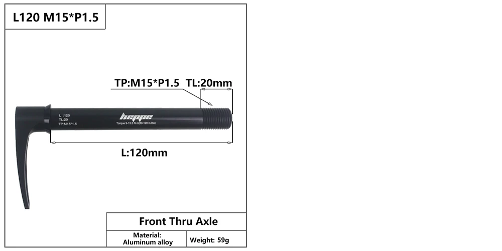 HEPPE Fahrrad Steckachse Vorderradgabel Welle Spieß 15x100 15x110 MTB Rennrad Schnellspanner M15xP1,5 Gewindesteigung Fahrradteile – Detail 4