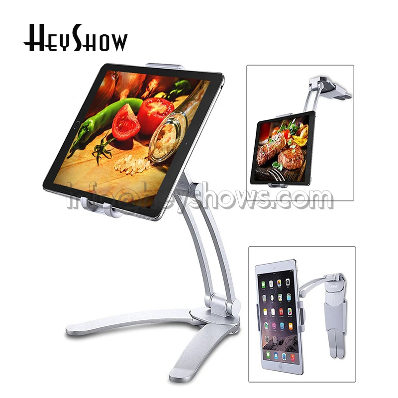 Rotating Portable Wall Desk Kitchen Metal Bracket Stand Fit 4-12.9 Inch Devices For IPad Pro Air Mini Tablet Mobile Phone Holder