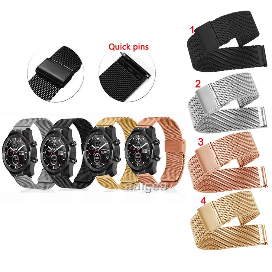 Milanese Stainless Steel Band Strap For Ticwatch Pro 3 E2 S2 GTX Watchbands 20mm 22mm