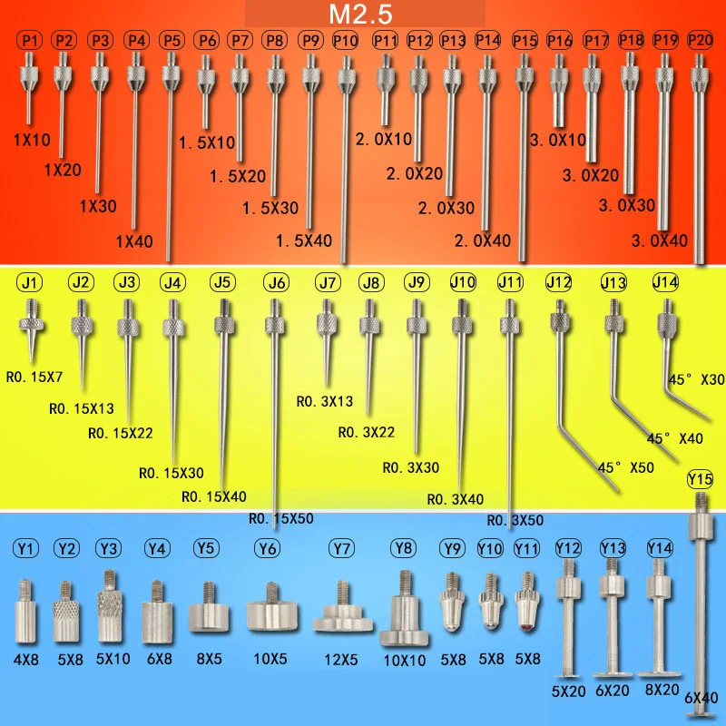 Dial Gauge Probes,Contacted-Point Tips for Dial Indicator M2.5 Measuring Needle,Dial indicator stylus, 49PCS in Total