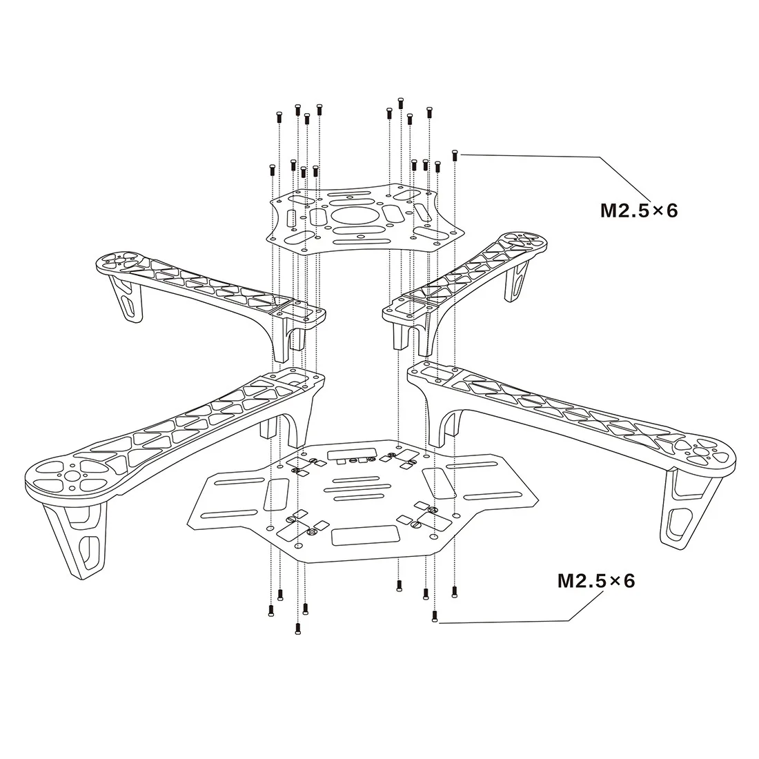 F450 RC Quadcopter Main Frame Board Top Upper / Bottom Lower Plate With 2 Pcs White 2Pcs Red Arm for Multicopter