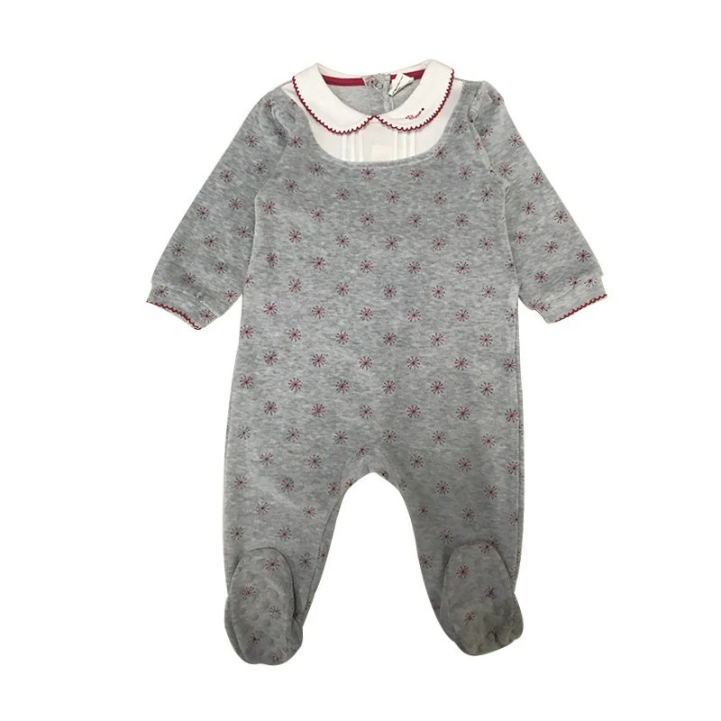 Baby romper pyjamas velour kids clothes long sleeves children clothing snowflake baby overalls boy girls clothes footies romper