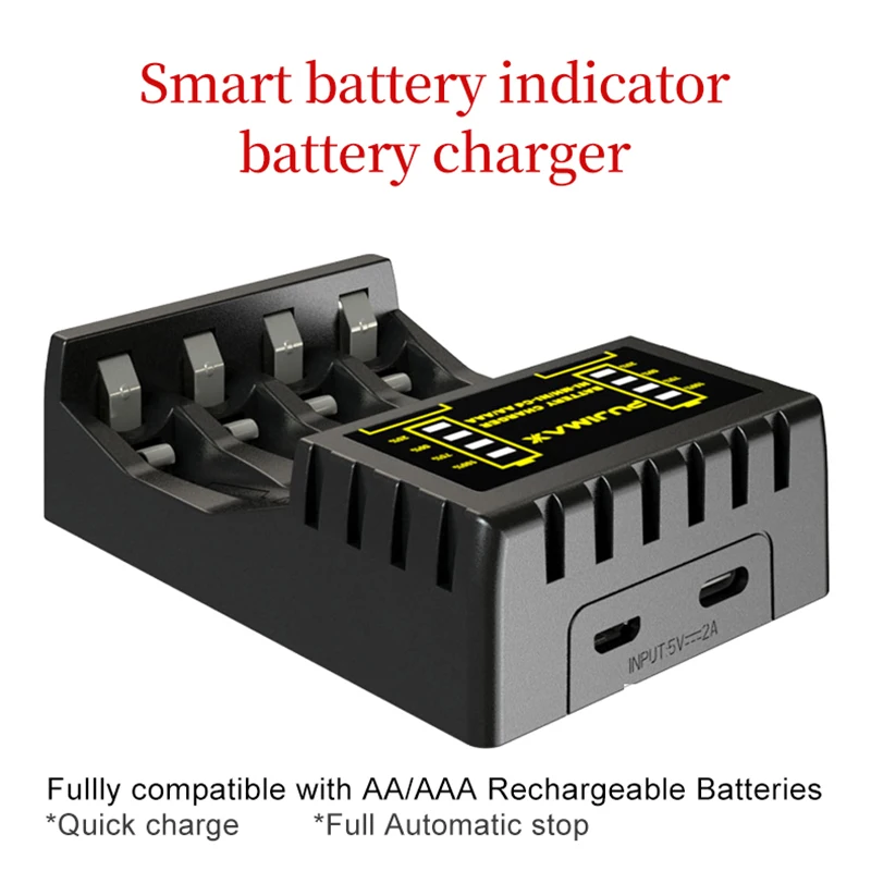 PUJIMAX 4 Slots Electric Battery Charger Intelligent Fast LED Indicator USB Charger For AA/AAA Ni-MH/Ni-Cd Rechargeable Battery