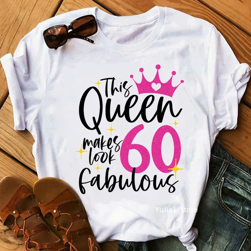 

40 Fine Birthday Gift Graphic Print T-Shirt Women'S Clothing Cool Lips Tshirt Femme Harajuku Kawaii Clothes White Casual T Shirt