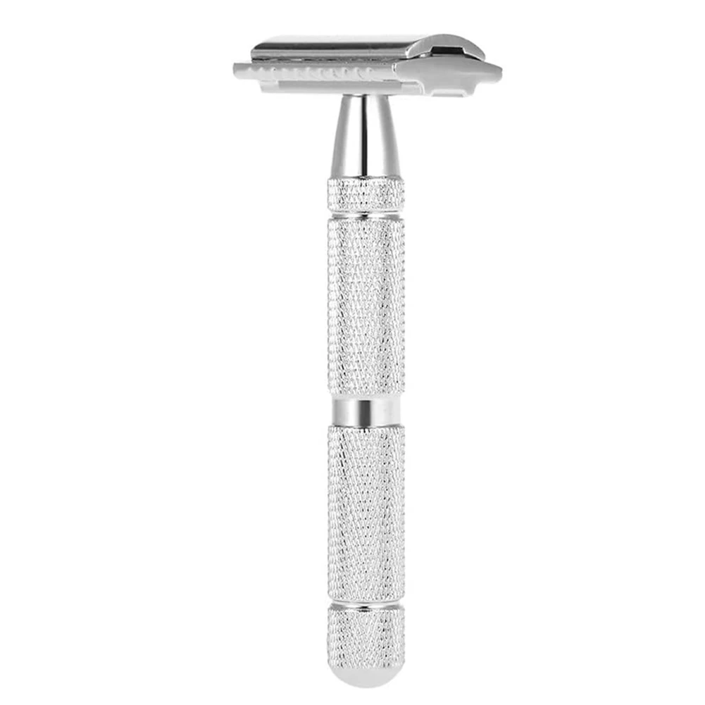 Double Edge Safety Razor with Blades Portable Detachable Mens Shaving Razors Classic Metal Manual Shavers Hair Removal Shaver