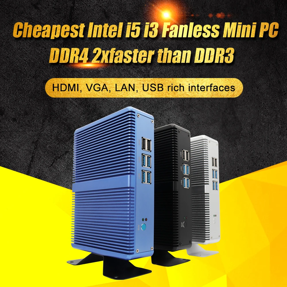 Mini Pc Windows 10 Max 16Gb Ddr4 Nuc Intel Core I3 7020u I5 2.4Ghz Htpc Kodi Linux Fanless Desktop Computador 300M Wifi Hdmi + Vga