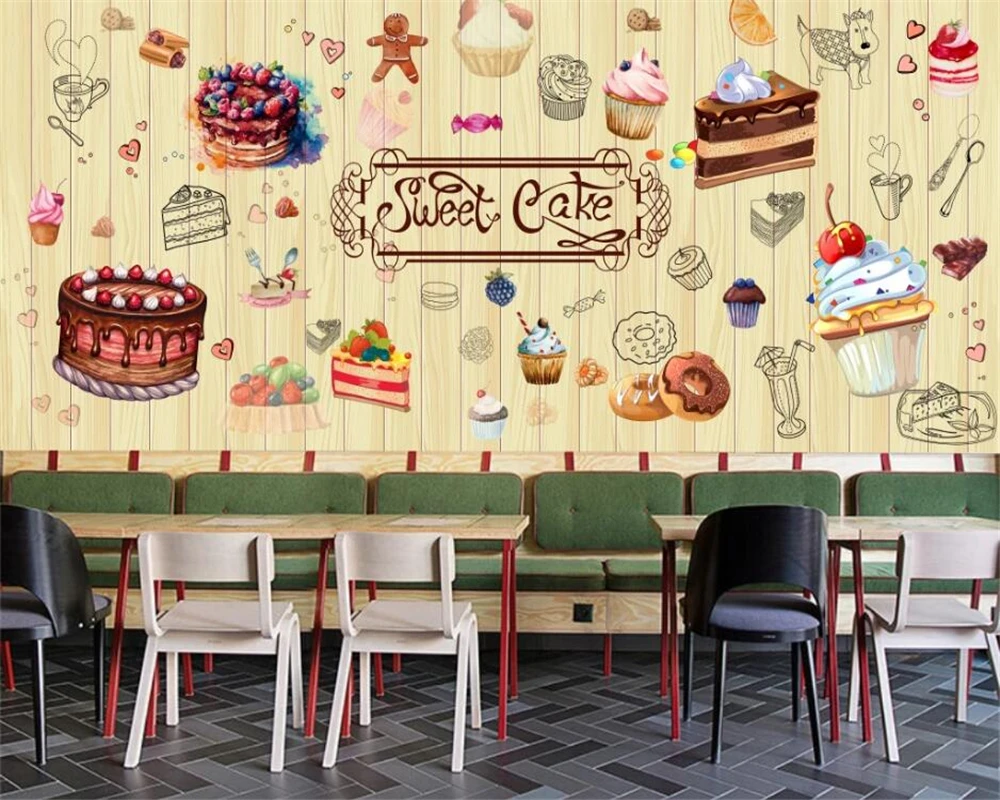 Customized 3d wallpaper coffee dessert shop tooling background wall living room bedroom restaurant leisure decoration painting