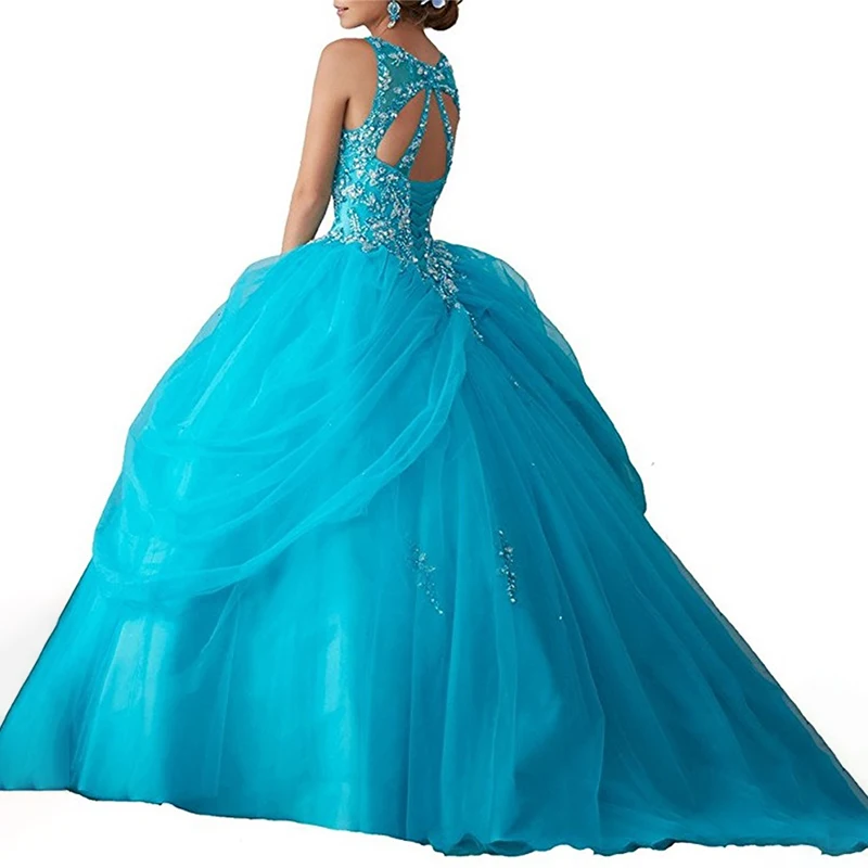 Princess Dresses for Women Long Length Dress Sexy Back Design Applique Evening Party Ball Gown Dancing Dresses