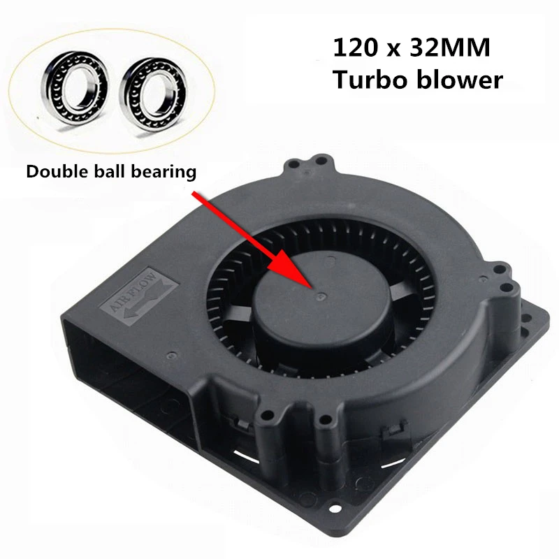 Nowa oryginalna podwójna kula DC5V 12V 24V 48V 120MM 120X120X32MM 12032 duża objętość powietrza wentylator grill turbo dmuchawy wentylator