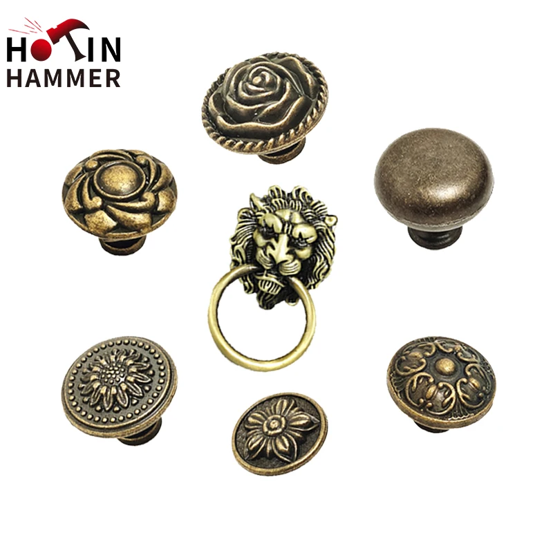 1PCS Antique Bronze kitchen cabinet drawer knobs Furniture Handles Beast for Antique Alloy Wardrobe Door Pull Drawer Knob