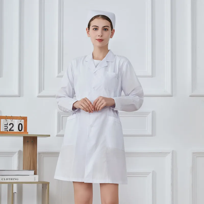 Uniformes d'hôpital personnalisés de laboratoire pour hommes et femmes, vêtements de pharmacie, manteau blanc, spa, salon de beauté, logo long imprimé, styles pour hommes et femmes