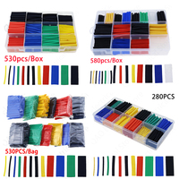 580pcs 530pcs 280pcs 127pcs 2:1 Wrap Wire Cable Insulated Polyolefin Heat Shrink Tube Ratio Tubing Insulation Shrinkable Tubes