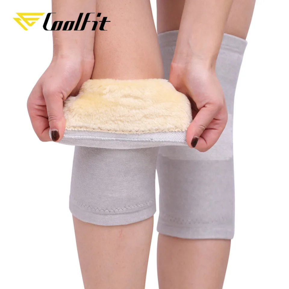 CoolFit 1 Pair Winter Warm Knee Pads Bamboo Charcoal Protective Gear for Women Old Men Kneepad Support for Running Cycling