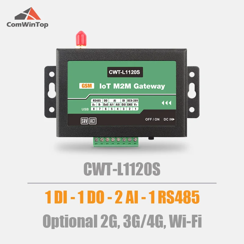 CWT-L1120S-módem Rtu, puerta de enlace Iot, 1Di, 1Do, 2Ai, RS485, Modbus, Gprs, 3G, 4G, Wifi