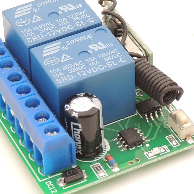 433MHz uniwersalny pilot DC12V 10Amp 2CH RF przekaźnik odbiornik i nadajnik Moudle do drzwi rozszerzeń \\ kontroler bramy/DIY