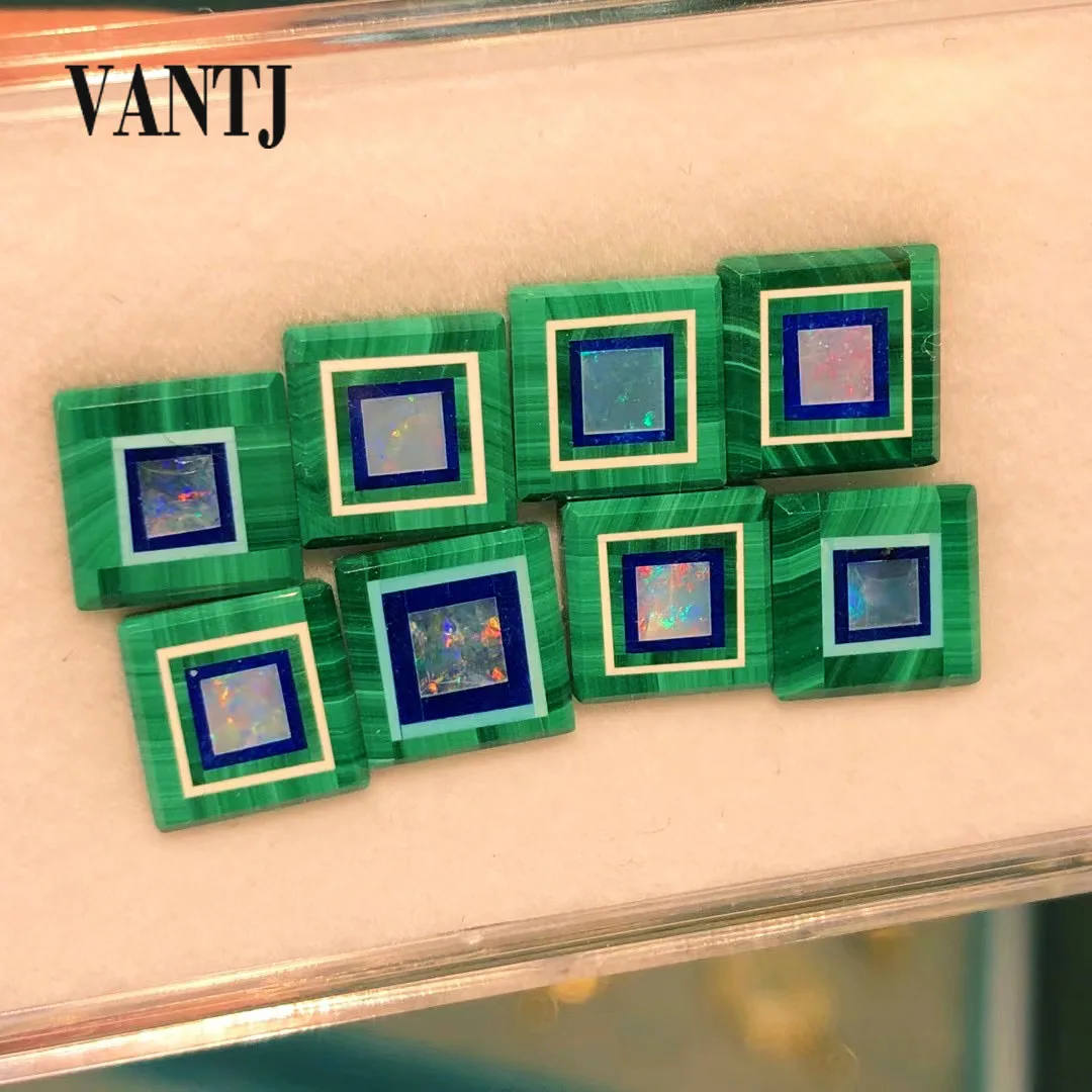 VANTJ Real Natural Opal Loose Gemstone Turquoise Lapis Malachite Agate Collection 8mm 1PC Opal Origin in Australia DIY Jewelry