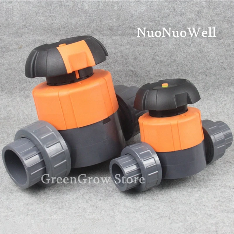 1pc I.D 20~63mm PVC Diaphragm Valve Aquarium Tank Pipe Valve Industrial Water Treatment Double Union Garden Water Pipe Connector