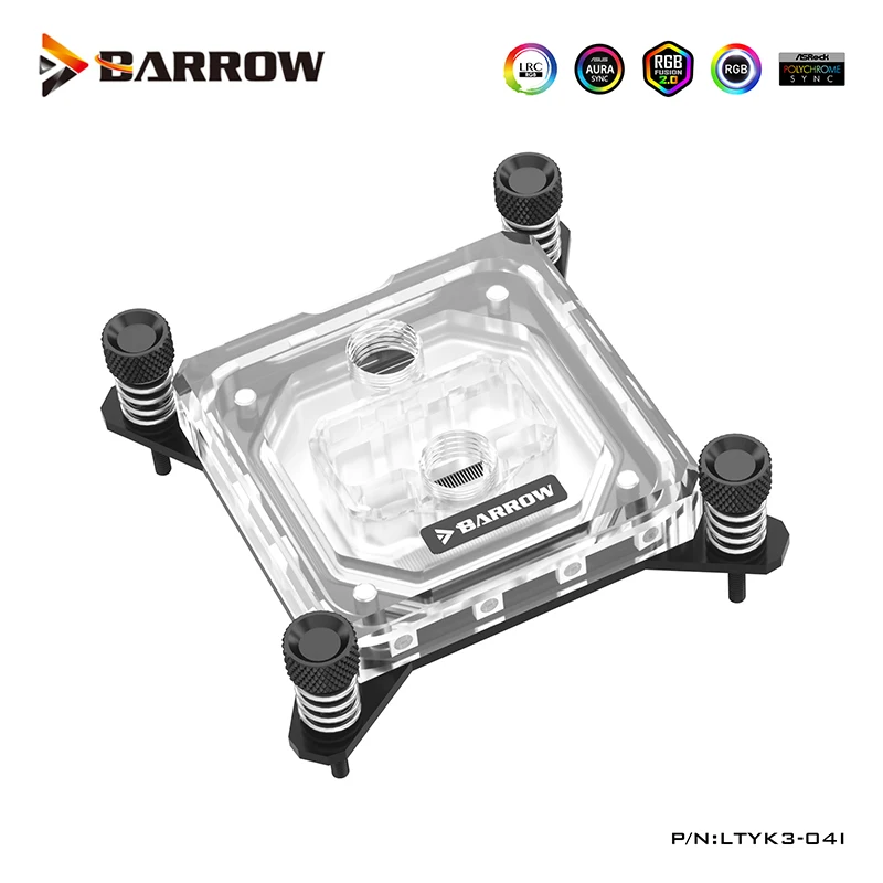 Barrow CPU Water Cooling Block For INTEL Socket LGA115X,1200,1700,X99,X299 ARGB Cooler+5V 3pin,White Black ,LTYK3-04I