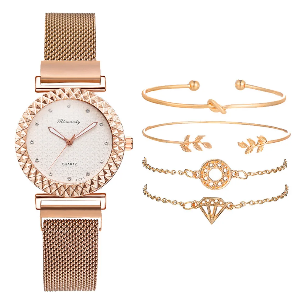 2021 Rose Gold Watches Women Gear Design Luxury Fashion Metal Magnets Strap Ladies Wristwatch Quartz Woman Clock Female Watch