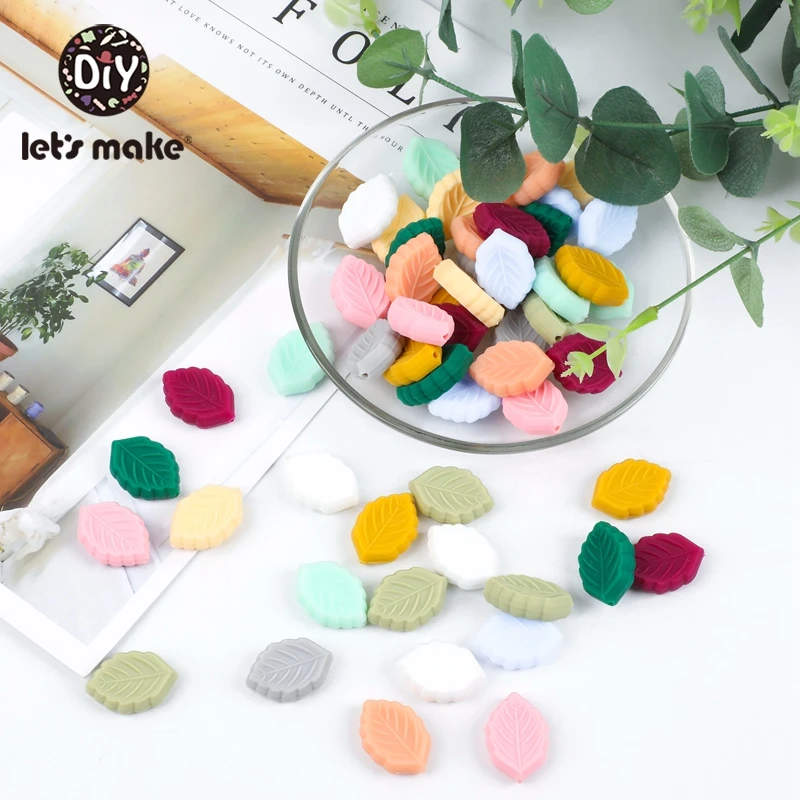 Let\'S Make 10Pcs Baby Silicone Teether Care Multiple Colors Small Leaves Silicone Baby Teether Oral Nursing Product