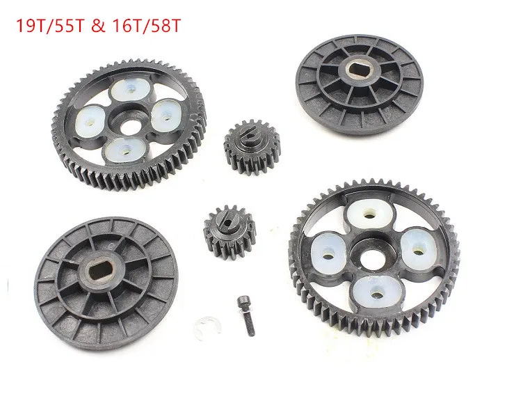 Rovan Steel 16/58 19T/55T Set campana frizione con ingranaggio cilindrico per veicoli 1/5 King Motor Baja e HPI Baja 5B 5T e 5SC