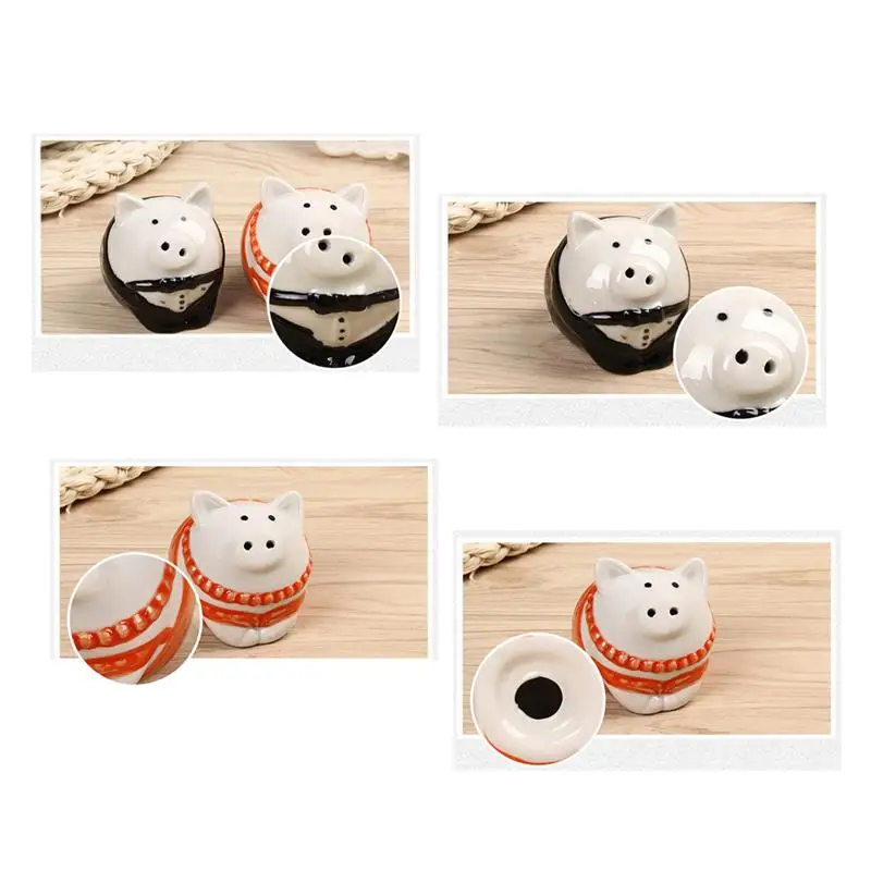 2pcs Seasoning Bottle Set Ceramic Lovely Pig  Spice Salt Pepper Shakers Kitchen Tools for Wedding Party Favor