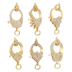Juya High Quality Cubic Zirconia Clasps Push Fastener Clasp Connectors For Women DIY Bracelets Finding Accessories