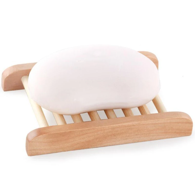 1Pc Wooden Natural Bamboo Soap Dishes Tray Holder Storage Soap Rack Plate Box Container Portable Bathroom Soap Dish Storage Box