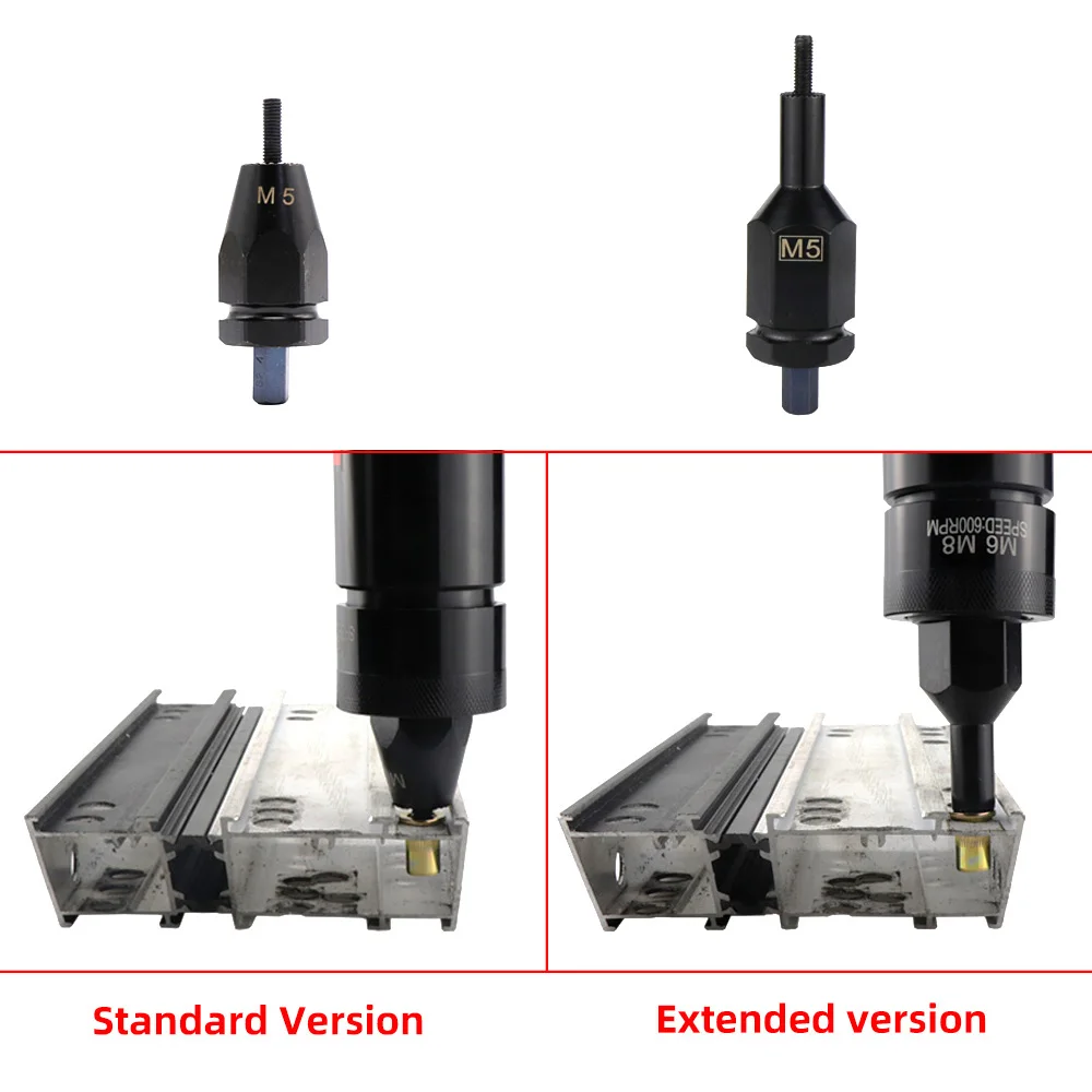 HIFESON Pneumatic Rivet Gun Electric Ram Gun Accessories M4 M5 M6 M8 Extension Rod Ram Gun Head Assembly Nut Gun