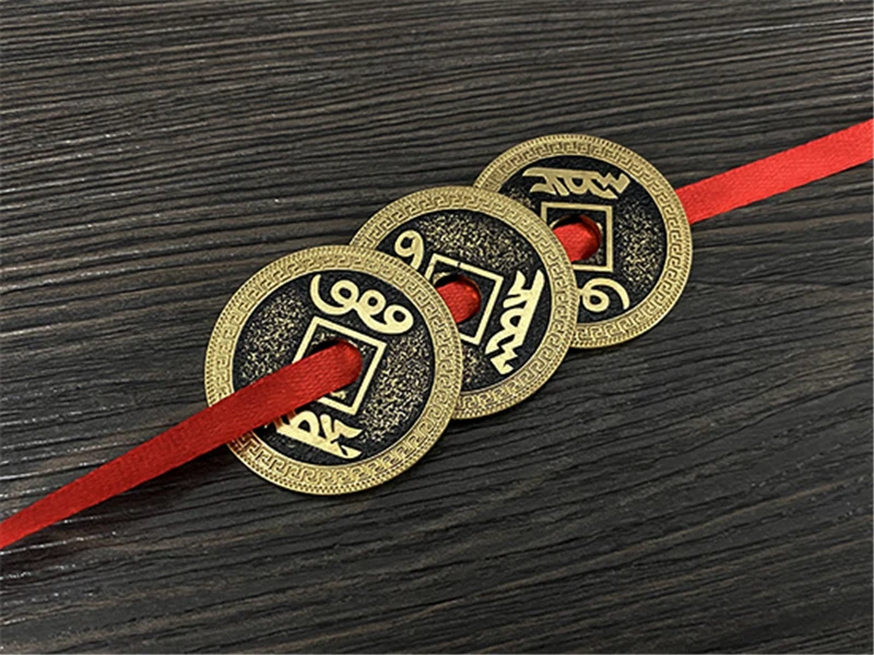 Chinese Coins And Ribbon By Jimmy Fan Magic Tricks - Size 38mm Deluxe Chinese Ancient Coin Set Magic Props Close Up Magic Trick