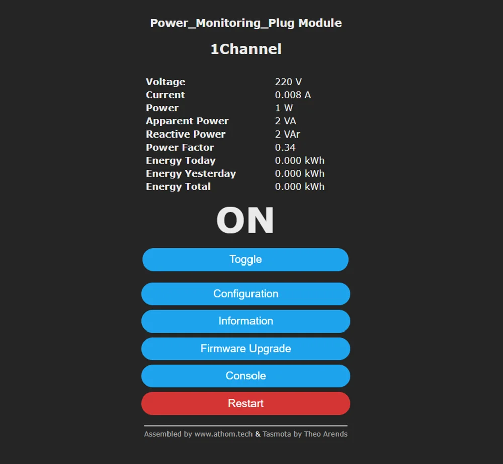 TASMOTA ESP8285 WiFi Plug Works With Home Assitant Electric Consumption Monitoring 16A UK Standard